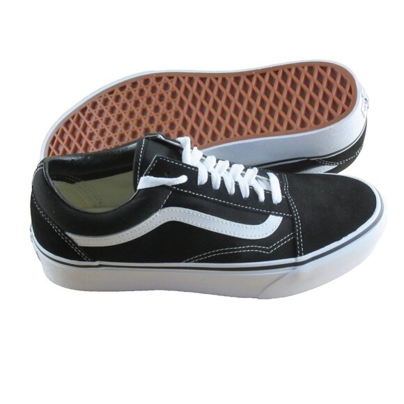 Vans Women's Old Skool Platform Black White Canvas Suede Shoes Size 9.5 NIB - Picture 2 of 7